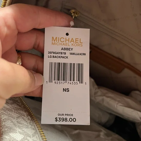 Michael Kors backpack medium, logo, Vanilla/cream Color, Abbey Bag